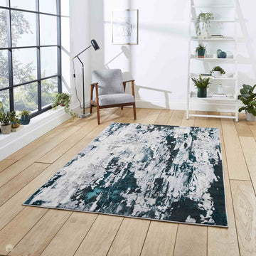 Apollo GR580 Modern Abstract Distressed Metallic Shimmer High-Density Textured Low Profile Short-Pile Grey/Green/Cream Rug-Think Rugs-Rug Love - The Most Loved Rug Store